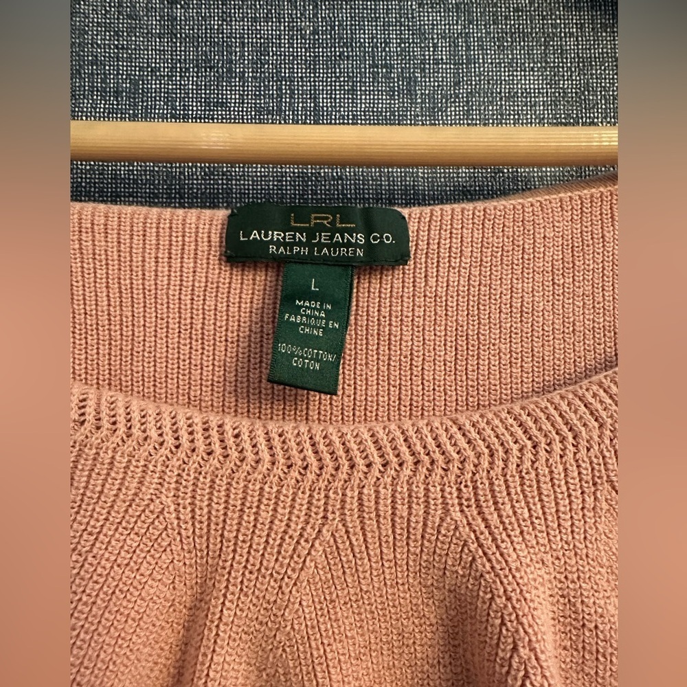 90s Ralph Lauren Peach Ruffled Sweater 100 Percent Cotton Size Large - Picture 3 of 9